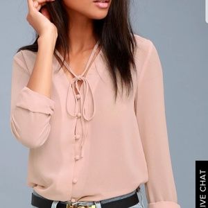 Lulus style education blush pink blouse size S